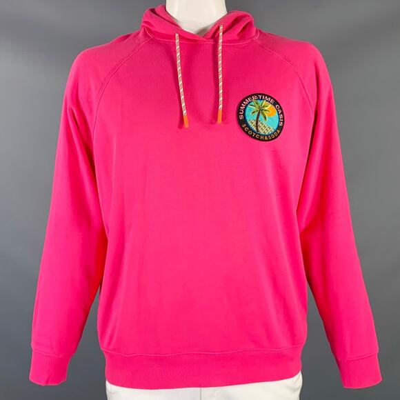 SCOTCH AND SODA Size XL Pink Multi Color Patch Cotton Hoodie Sweatshirt - Picture 1 of 11